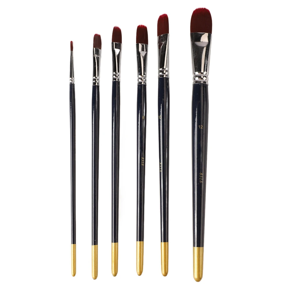 6pcs Acrylic Paint Brush Set for Beginners Smoothly Painting Thicken DIY Nylon Hair Paint Brushes for Nail Face Painting