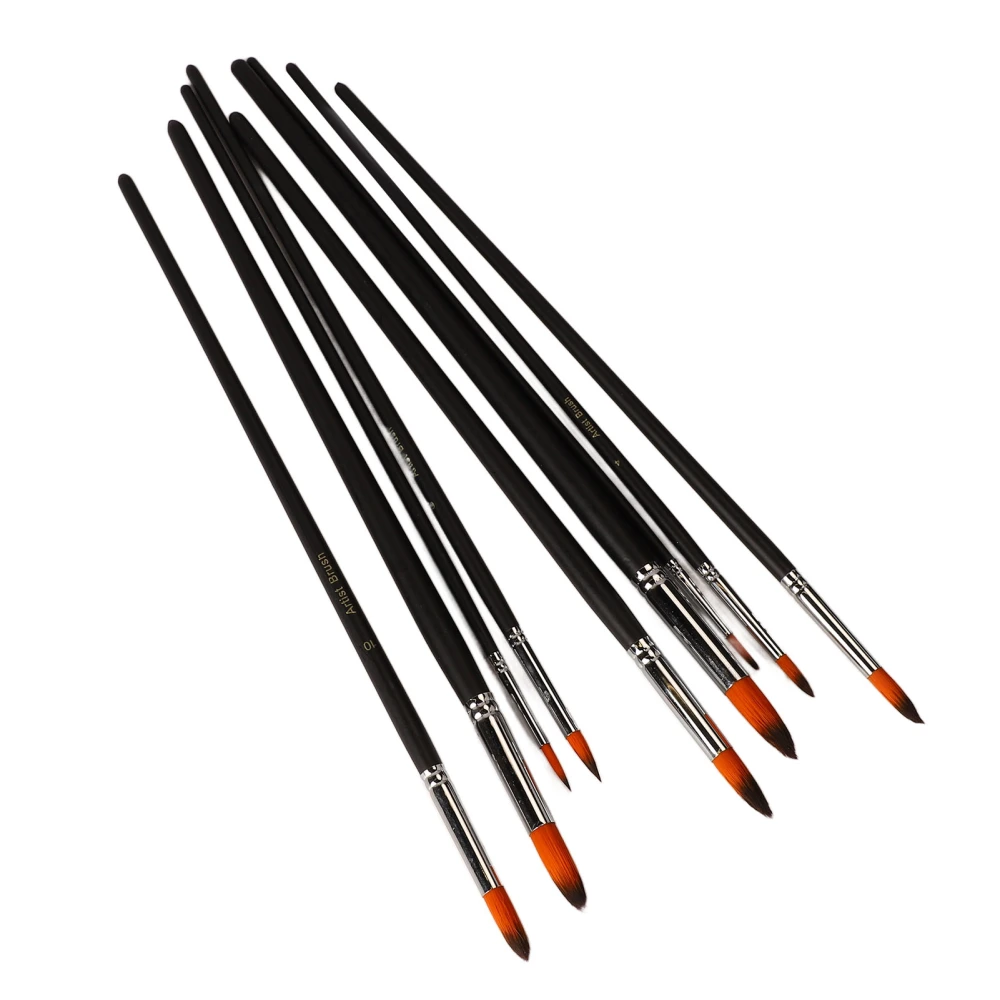 9 Pcs Oil Paintbrushes Paint Brushes Set Round Pointed Tip Nylon Watercolour Acrylic Ink Paintbrushes for Art Student Amateur