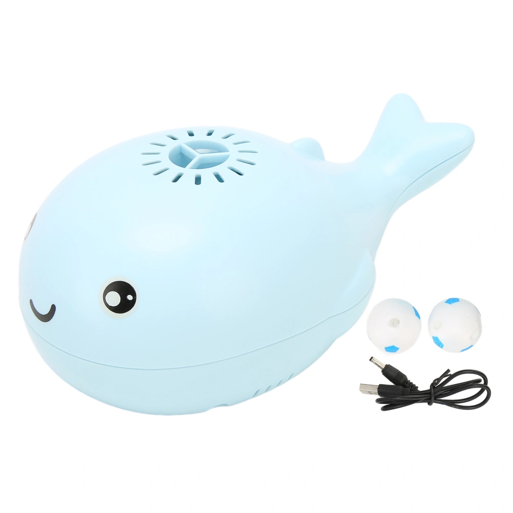 Whale Floating Ball Toy Cartoon Style USB Charge Bladeless Safe Durable Electric Blowing Floating Ball Toy for Baby Blue