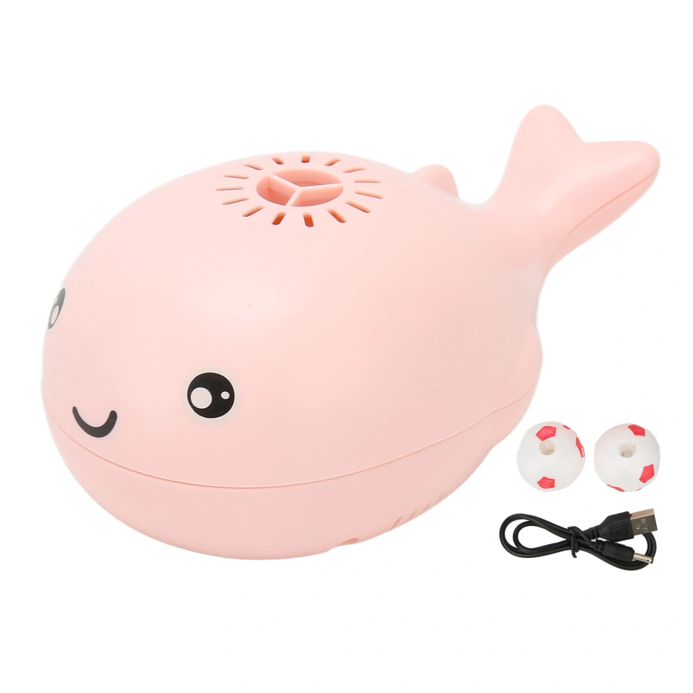 Whale Floating Ball Toy Cartoon Style USB Charge Bladeless Safe Durable Electric Blowing Floating Ball Toy for Baby Pink