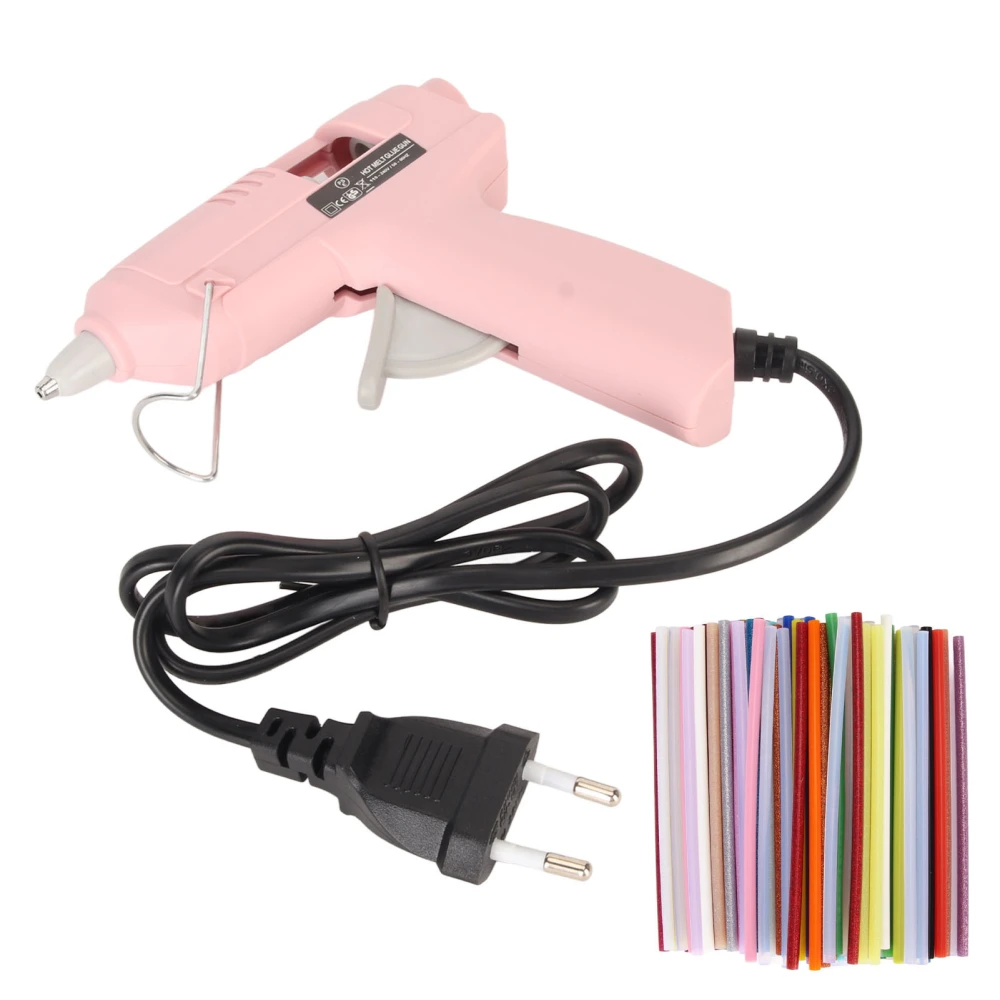 Hot Glue Machine Fast Preheating High Power Small Hot Melt Glue Machine with 100 Glue Sticks for DIY Craft 110‑240V EU Plug