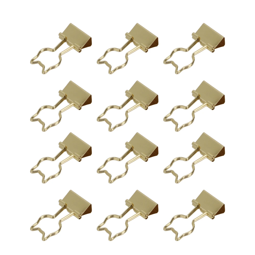 12PCS Binder Clips Cute Cat Shaped Strong Clamping Force Metal Paper Binder Clips for Office Supply