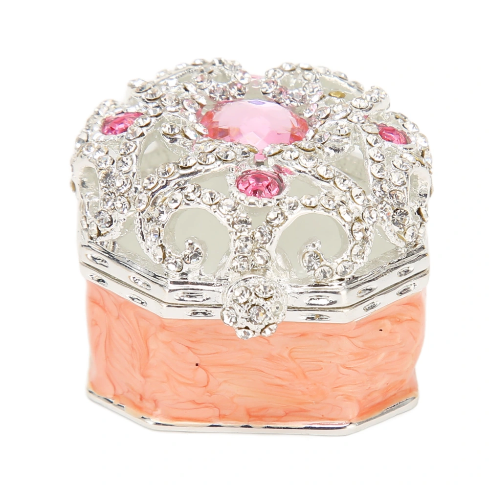 Enamel Jewelry Box Innovative Metal Electroplating Small Trinket Box with Rhinestones for Ring Earring Jewelry