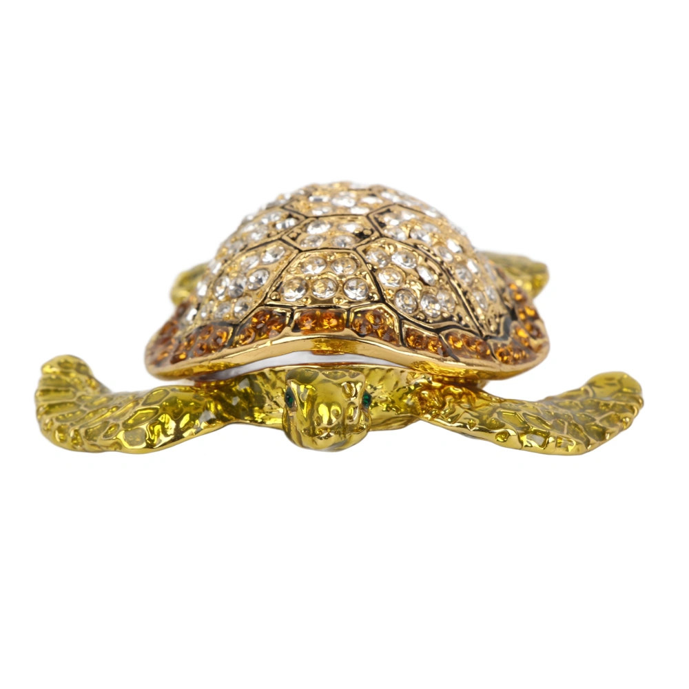 Tortoise Trinket Box Embedded Rhinestone Zinc Alloy Bright Colors Multi Purpose Bejeweled Box for Home Dressing Table