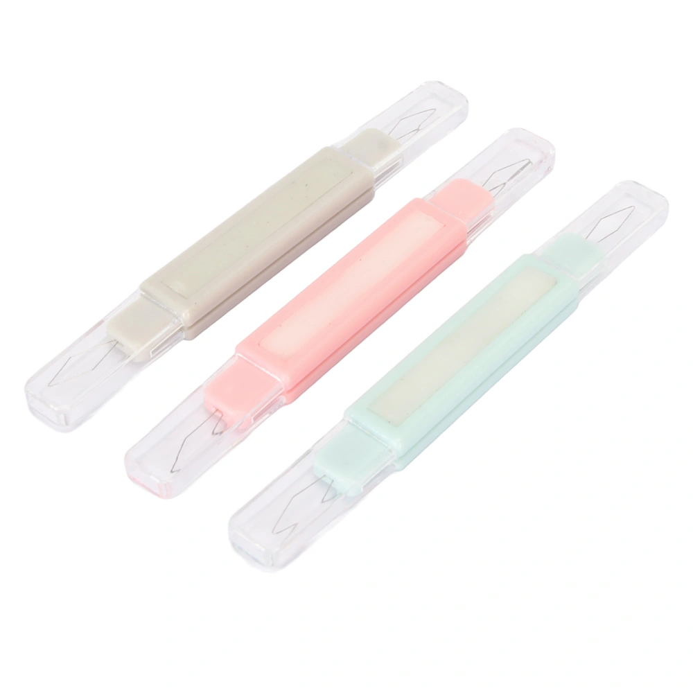 3pcs Double Needle Threader 3.9in Length Multifunction Portable Needle Threaders for Hand Sewing DIY Pink Blue Gray