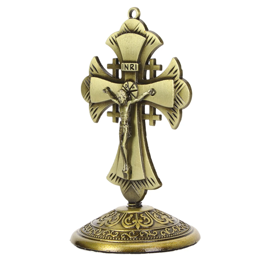 Gold Crucifix Ornament Alloy Rustproof Cross and Crucifix Collection Antique Car Crucifix Decoration for Home