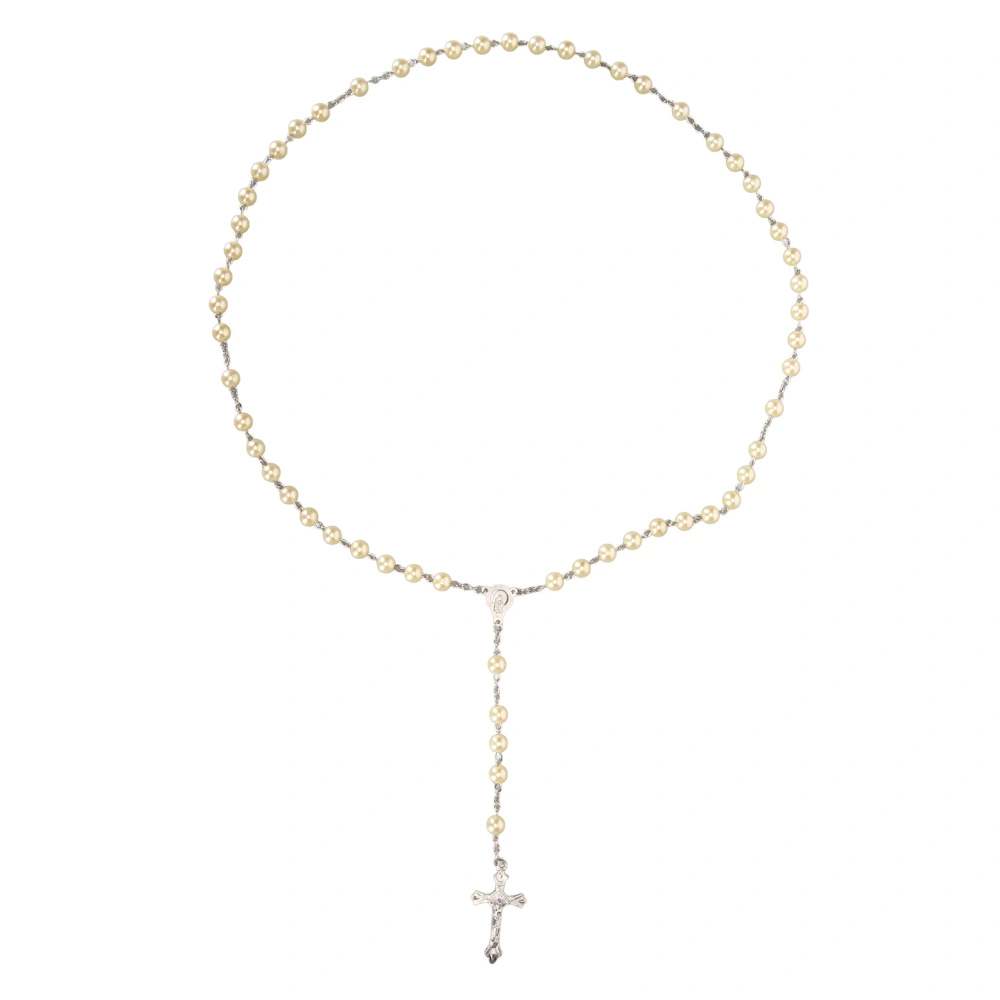 Cross Rosary Necklace Cool Fashionable Acrylic Beads Catholic Necklace for Men Women