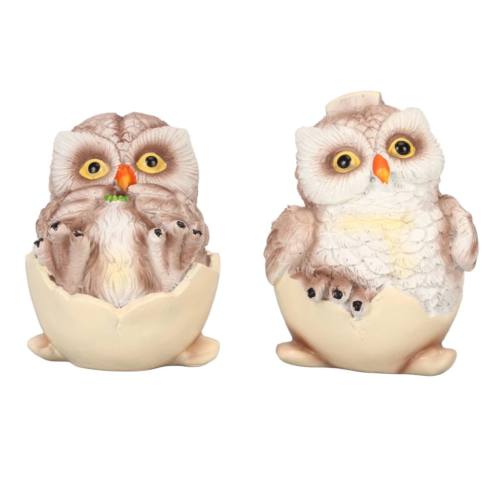 2Pcs Resin Owl Ornament Desk Decoration Cute Eggshell Owl Figurines Ornament Tabletop Adornment for Living Room Office