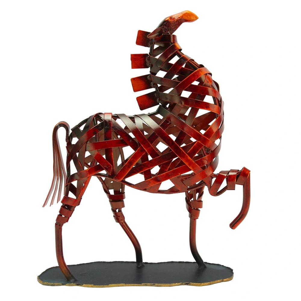 Weaving Horse Sculpture Prevent Oxidation Decorative Handicraft Iron Horse Statue Ornament for Living Room Study Office