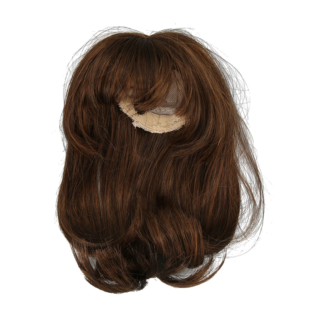 1/6 Ball Jointed Doll Wig with Bangs DIY Simulated Scalp High Temperature Silk Doll Hair Wig for 15.5 to 17cm Doll Light Brown