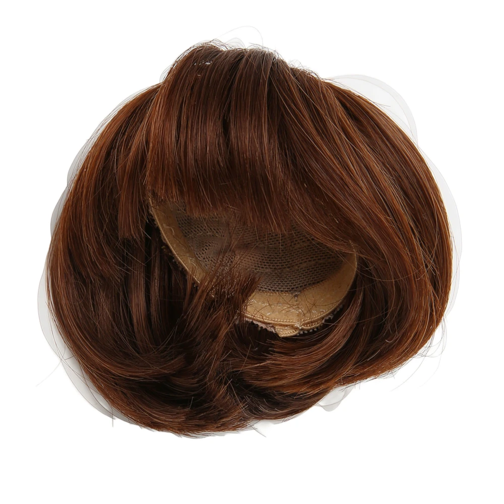 Doll Wig Hair with Bangs Doll Soft Flexible Short Straight Hair for 1/6 6.1‑6.7 Inch Doll Dark Brown