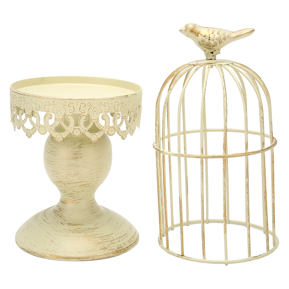 Birdcage Candle Holder Decorative Bird Cages Metal Candlestick Retro Shabby Candle Holder for Home Desktop Decoration