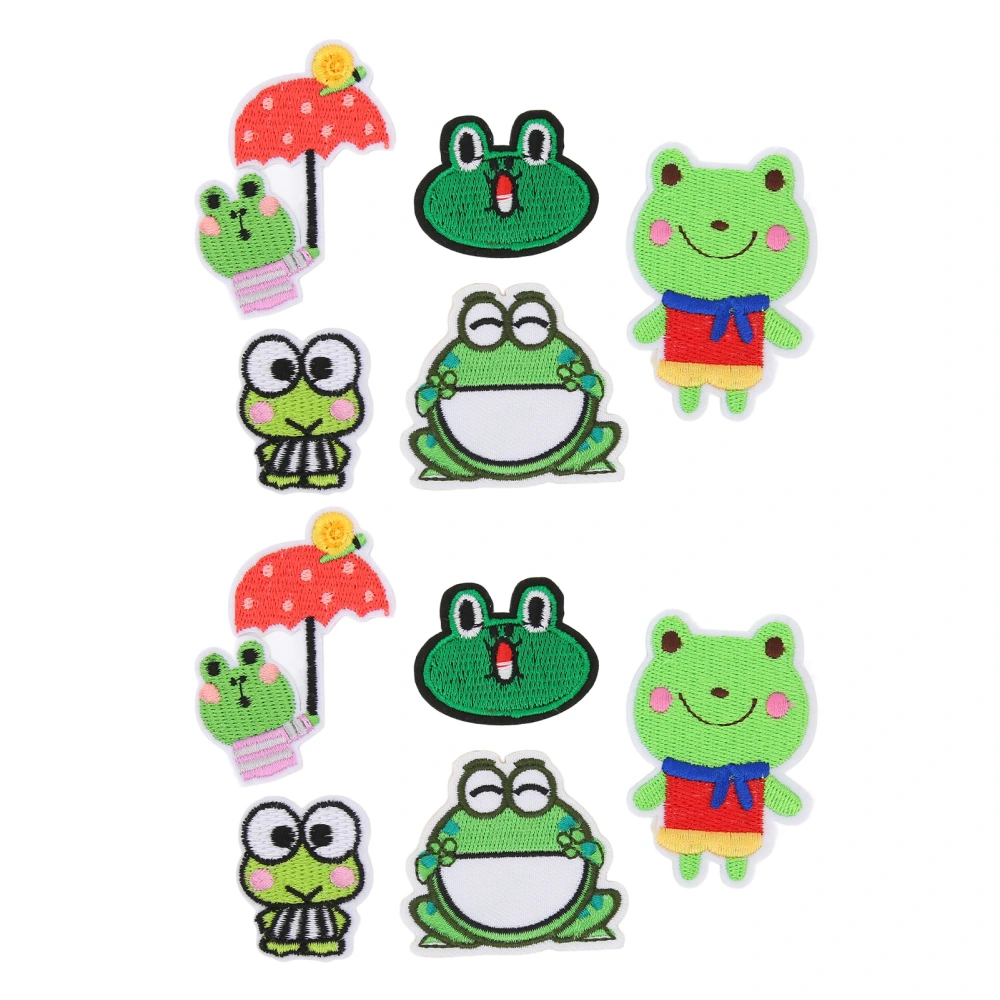 10Pcs Iron On Patches Green Animal Style Cute Eye Catching Easy to Use Embroidery Applique for Clothes DIY Craft