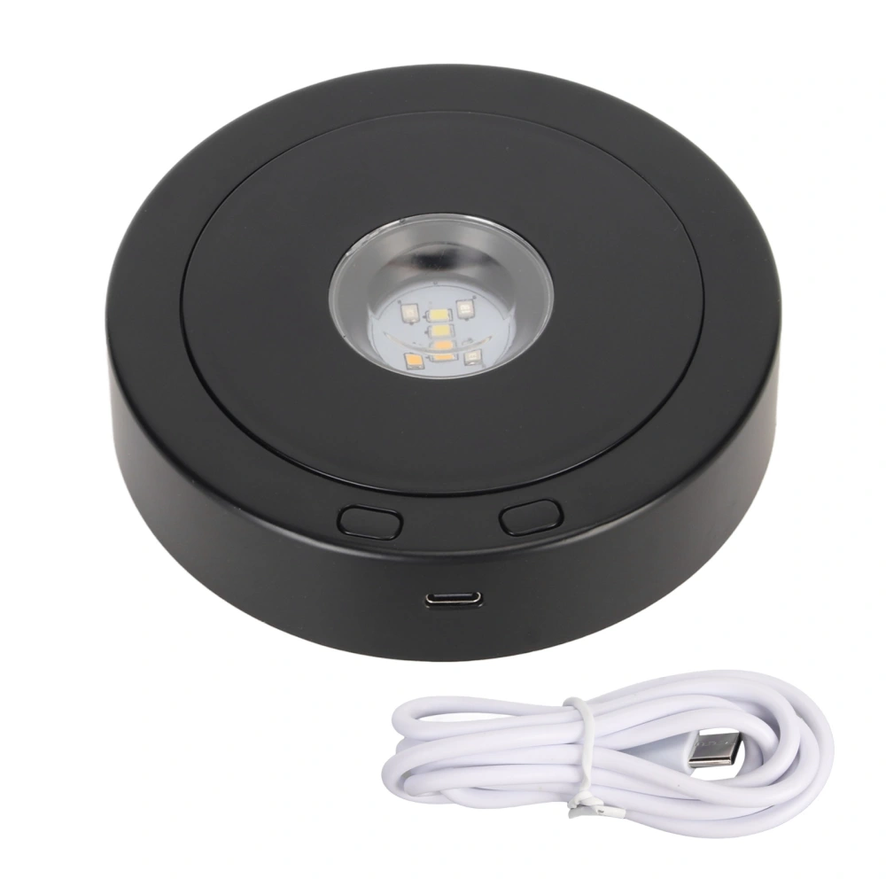 LED Rotating Display Base Black 360 Degrees 80s Circle Battery Or USB Power Turntable Display Stand for Crystals Glass