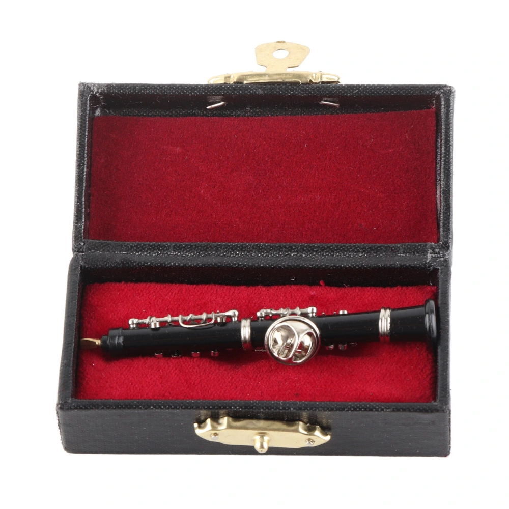 Oboe Brooch Pin Fashion Elegant Simulation Metal Musical Instrument Brooch with Red Velvet Lined Case