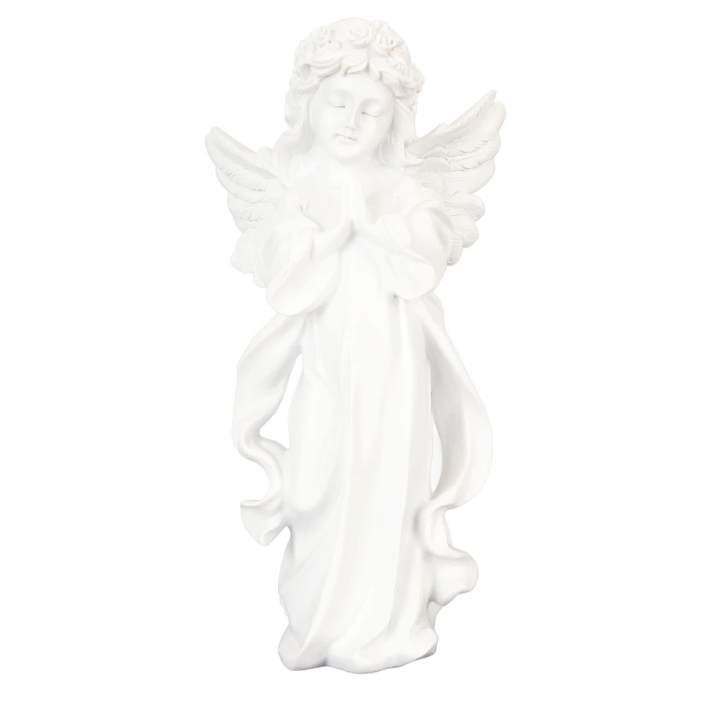 Baby Angel Statue White 10.8in High Hand Carved Rich Details Durable Resin Cherub Figurine for Garden Family Office