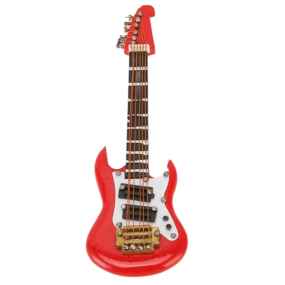 Wooden Miniature Electric Guitar Brooch Exquisite Lifelike Mini Red Electric Guitar Musical Brooch for Music Lover