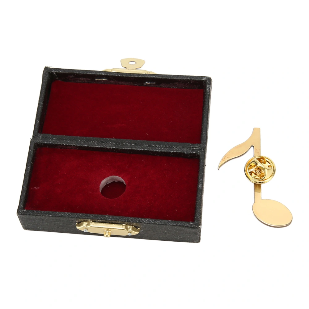 Music Note Brooch Gold Plated Metal Exquisite Smoothing Portable Note Breastpin with Storage Box for Decoration