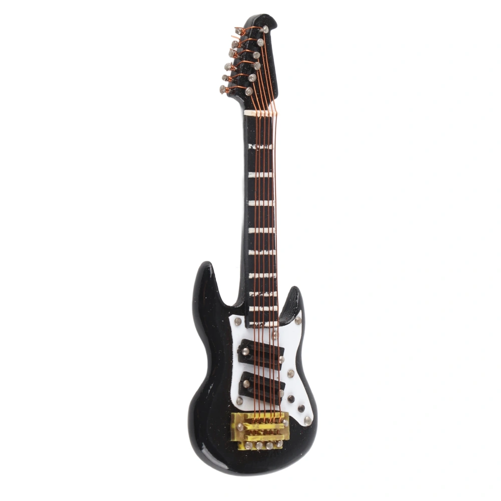 Miniature Electric Guitar Brooch with Magnet Lifelike Exquisite Wooden Miniature Electric Guitar for Music Lovers Black