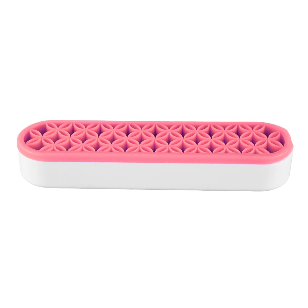 Silicone Makeup Brush Holder Assorted Slots Light Durable Stable Brush Storage Stand for Bedroom Office Desk Pink