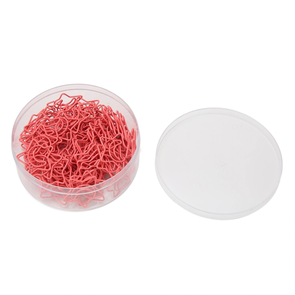 100pcs Star Moon Shaped Paper Clips Antislip Pink Colorfast Cute Paperclip for File Document Classification