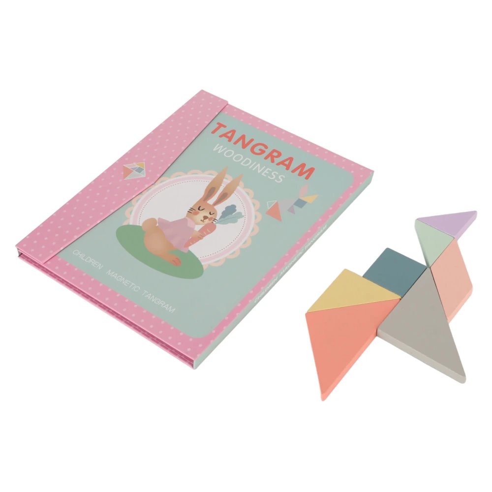 Magnetic Tangram Portable Booklet Type Educational Bright Colors Jigsaw Puzzle Tangram Toy for Children Over 36 Months