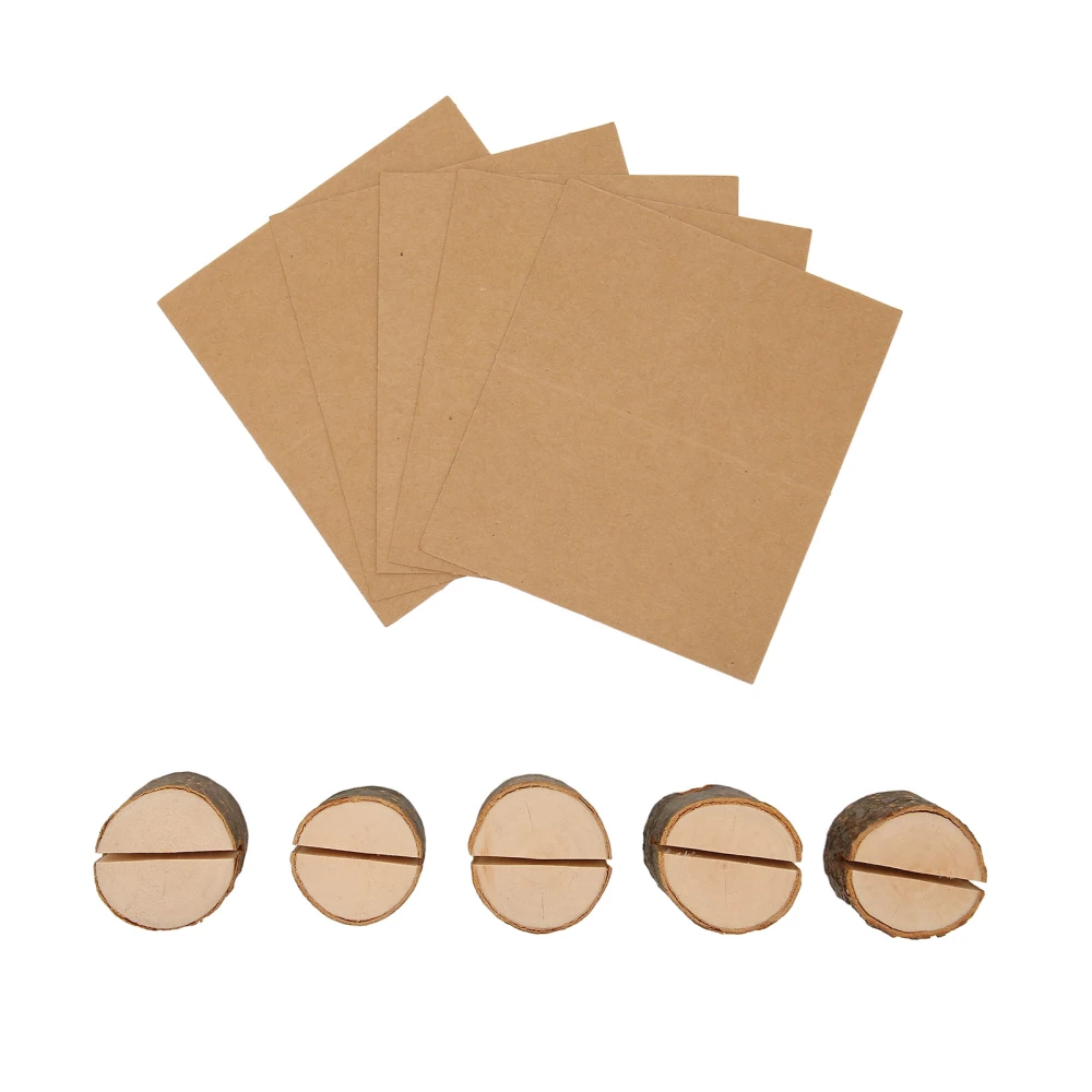 5Pcs Wood Place Card Holders 1.2in Wide Rustic Style Stable Widely Used Table Number Stands with Cards for Party Wedding