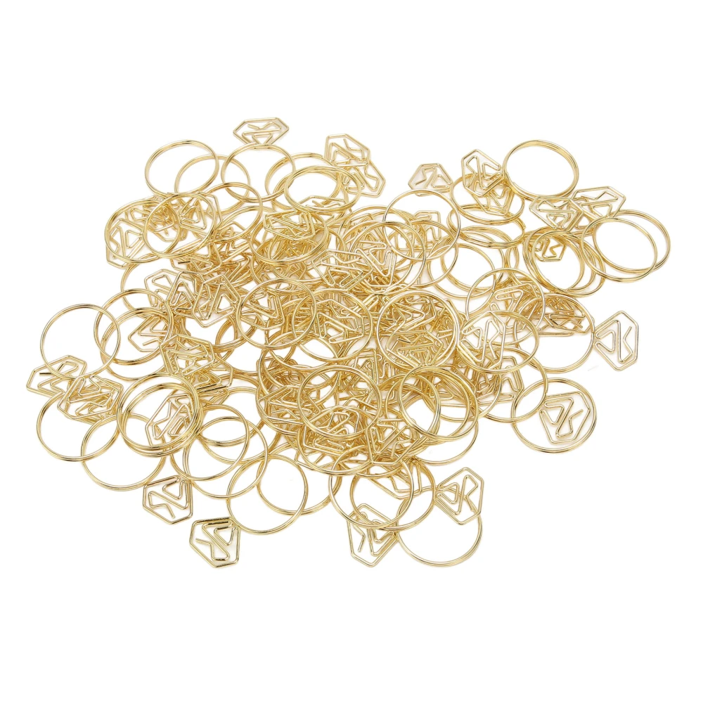 80pcs Ring Shape Paper Clips Rustproof Multifunction Multifunction with Clear Box for Office School Gold