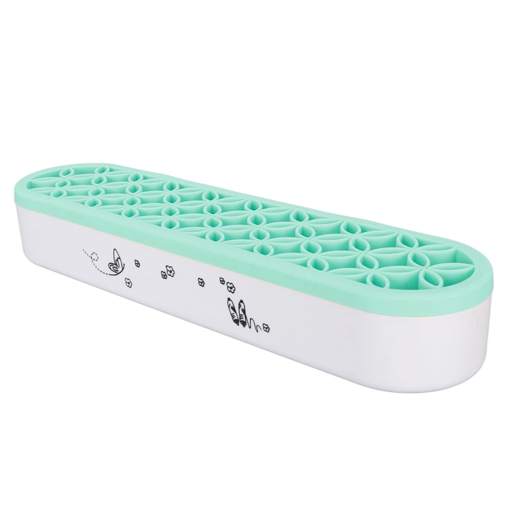 Silicone Desktop Brush Storage Box Multiple Slots Flexible Multipurpose Make Up Brush Storage Stand for Sewing Tools Green