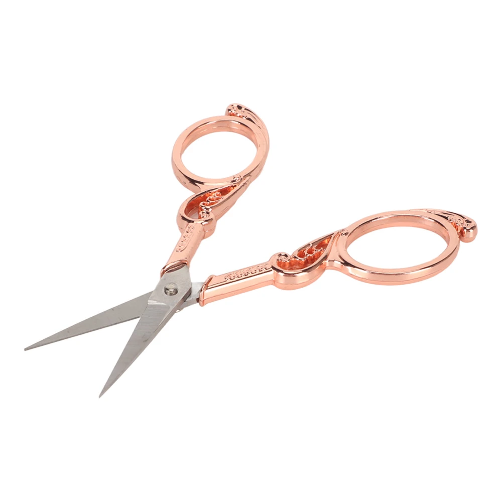 Vintage Scissors Stainless Steel Carved Handle Effort Saving Multifunction Craft Scissors for Embroidery Craft Art Rose Gold