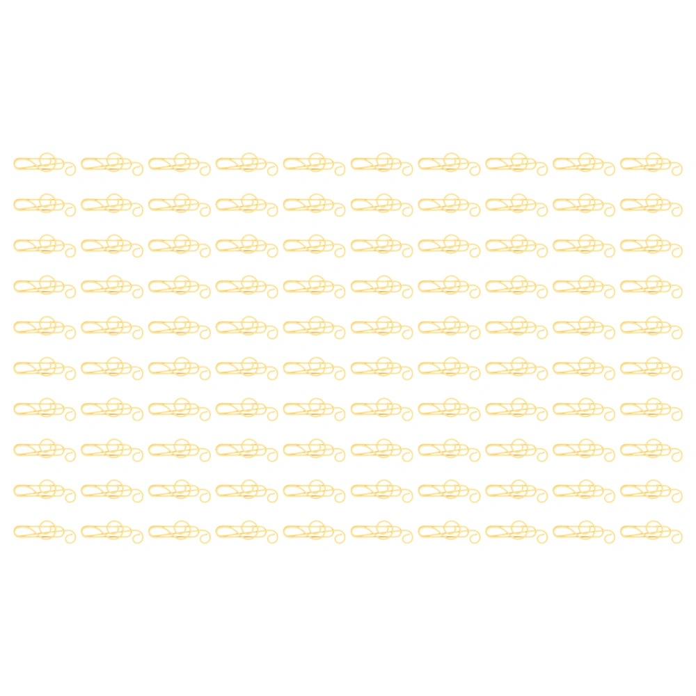 100 Pcs Note Paper Clip Creative Cute Music Wire Bookmark Paper Clamp Compact Portable for File Classification Yellow