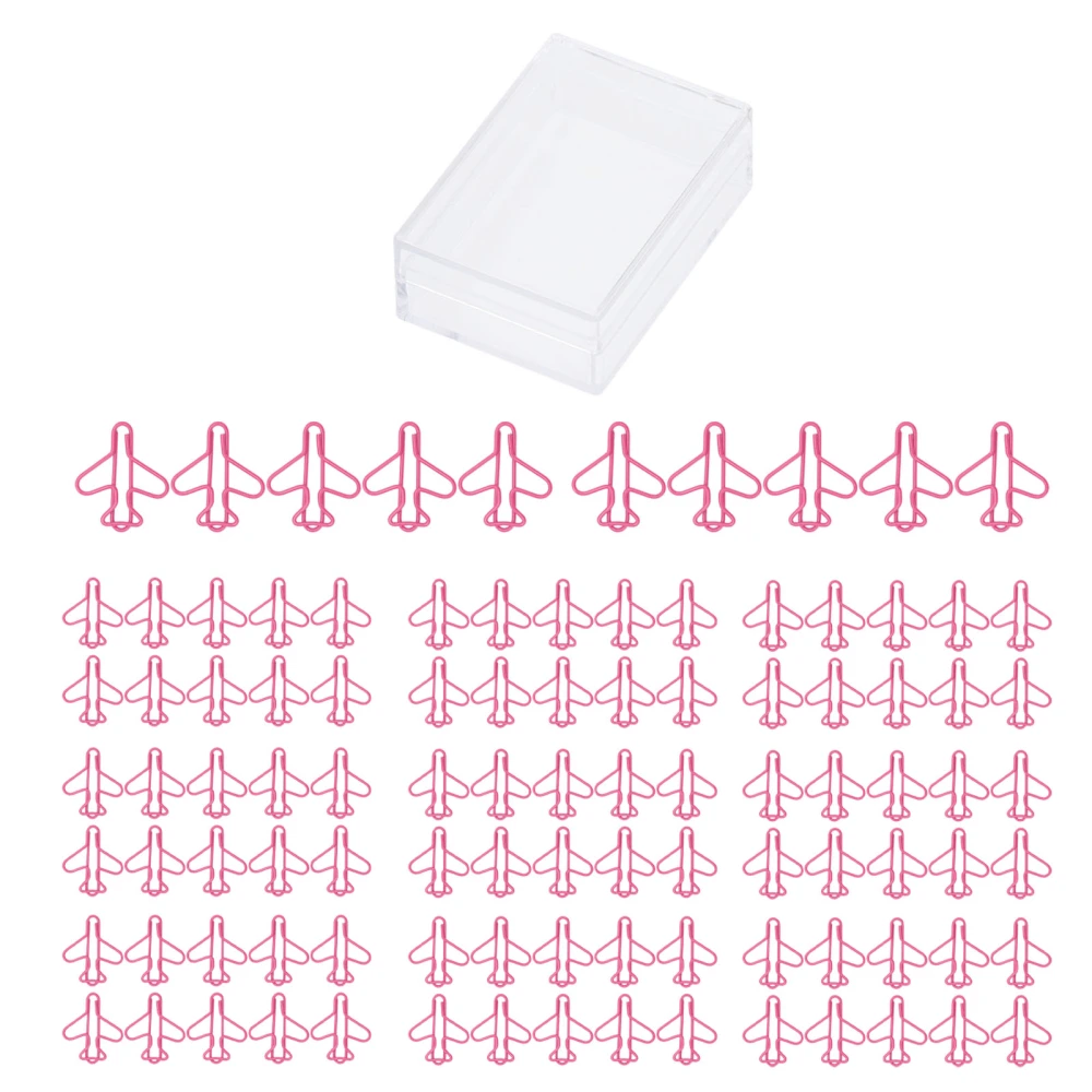 100pcs Airplane Shaped Paper Clips Rust Prevention Plating Process Cute Paper Clip for Scrapbooking Card Making Pink