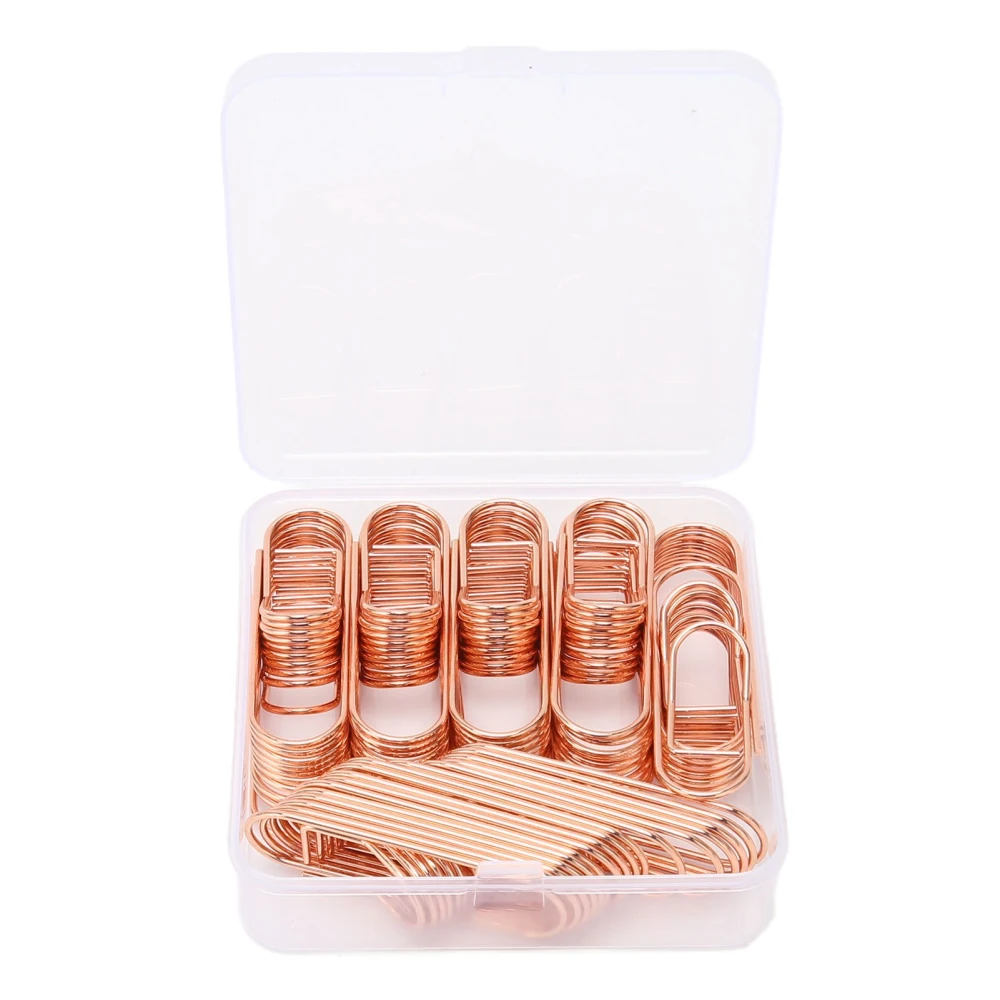 66pcs Metal Pen Clips for Student Slip Resistance Rust Prevention Paperclip Pen Holder for Notebooks Office School Rose Gold