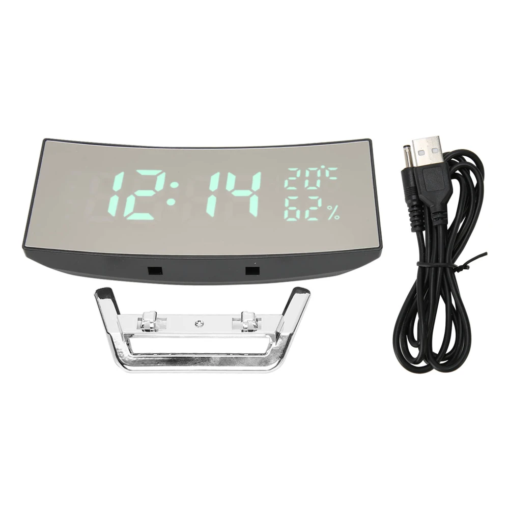 Digital Alarm Clock 12/24H Display Mode Smart Light Sensor Curved Screen Dimmable LED Clock for Bedroom Office Dormitory