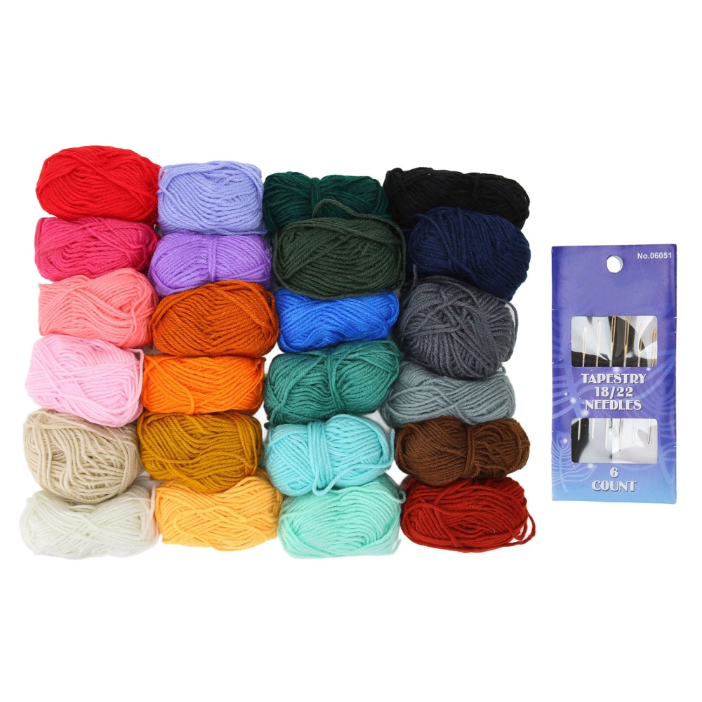 Acrylic Yarn 24 Colors with 6 Needles Prevent Fading Soft Polyester Cotton Yarn for Knitting Yarn for Sweaters Scarves