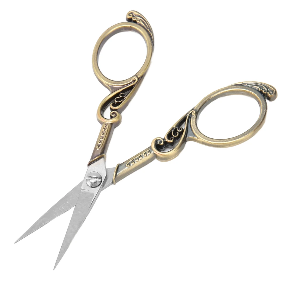 Vintage Scissors Stainless Steel High Sharpness Effort Saving Widely Used Craft Scissors for Embroidery Handicraft DIY Bronze Color