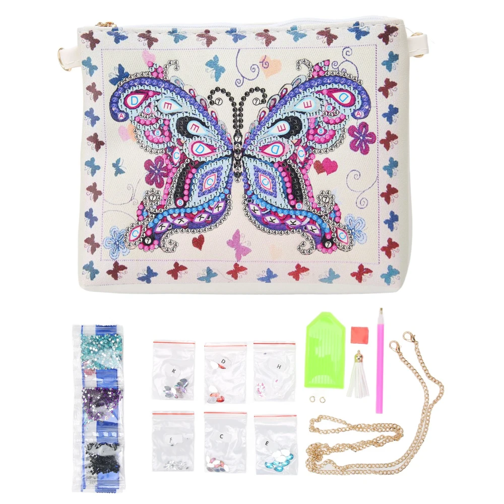 5D DIY Rhinestone Painting Handbag with Chain DIY Handcraft Butterflies Pattern for Girls Women