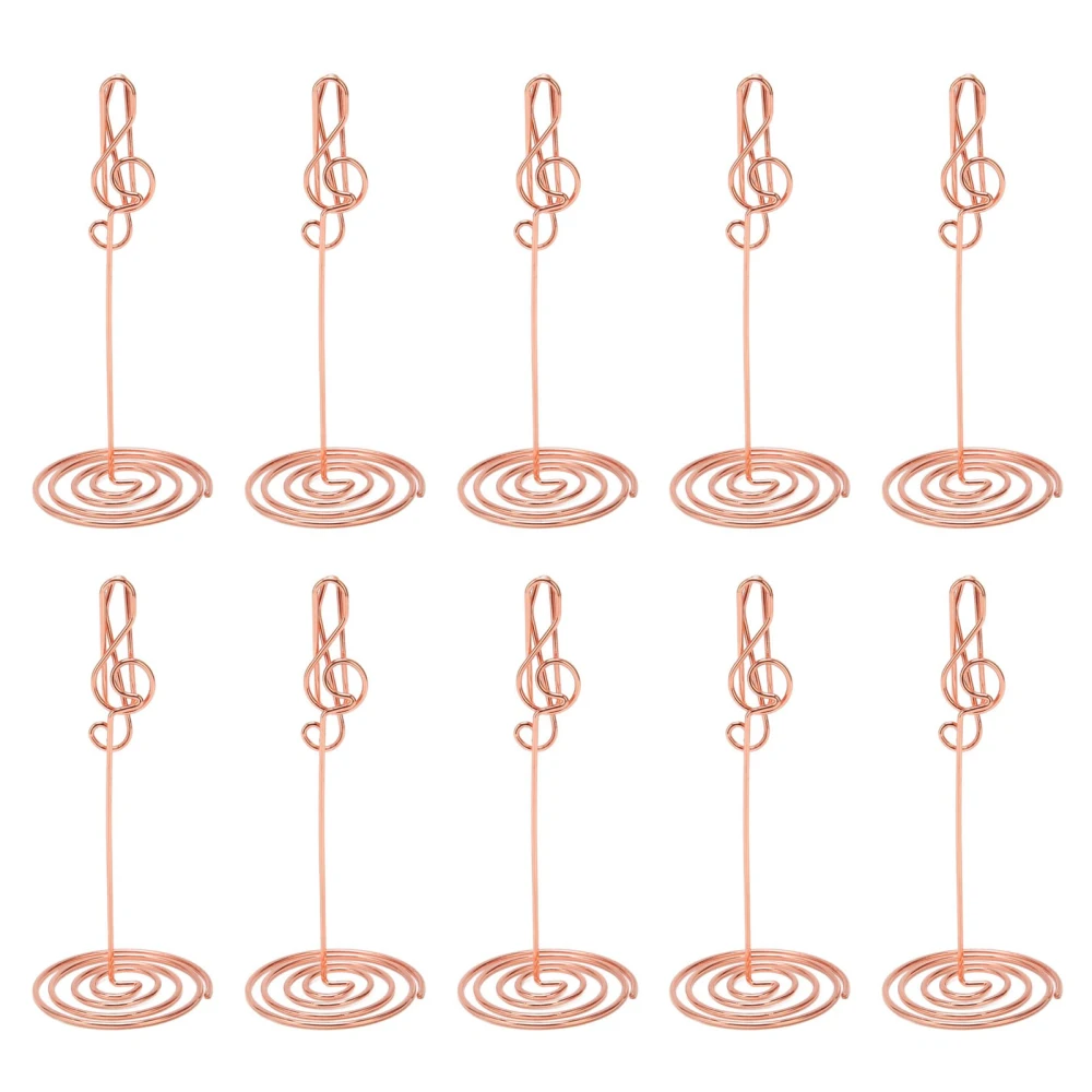 10Pcs Table Number Stands Stable Base Electroplated Metal Rose Gold Place Card Holder for Wedding Party Office Note