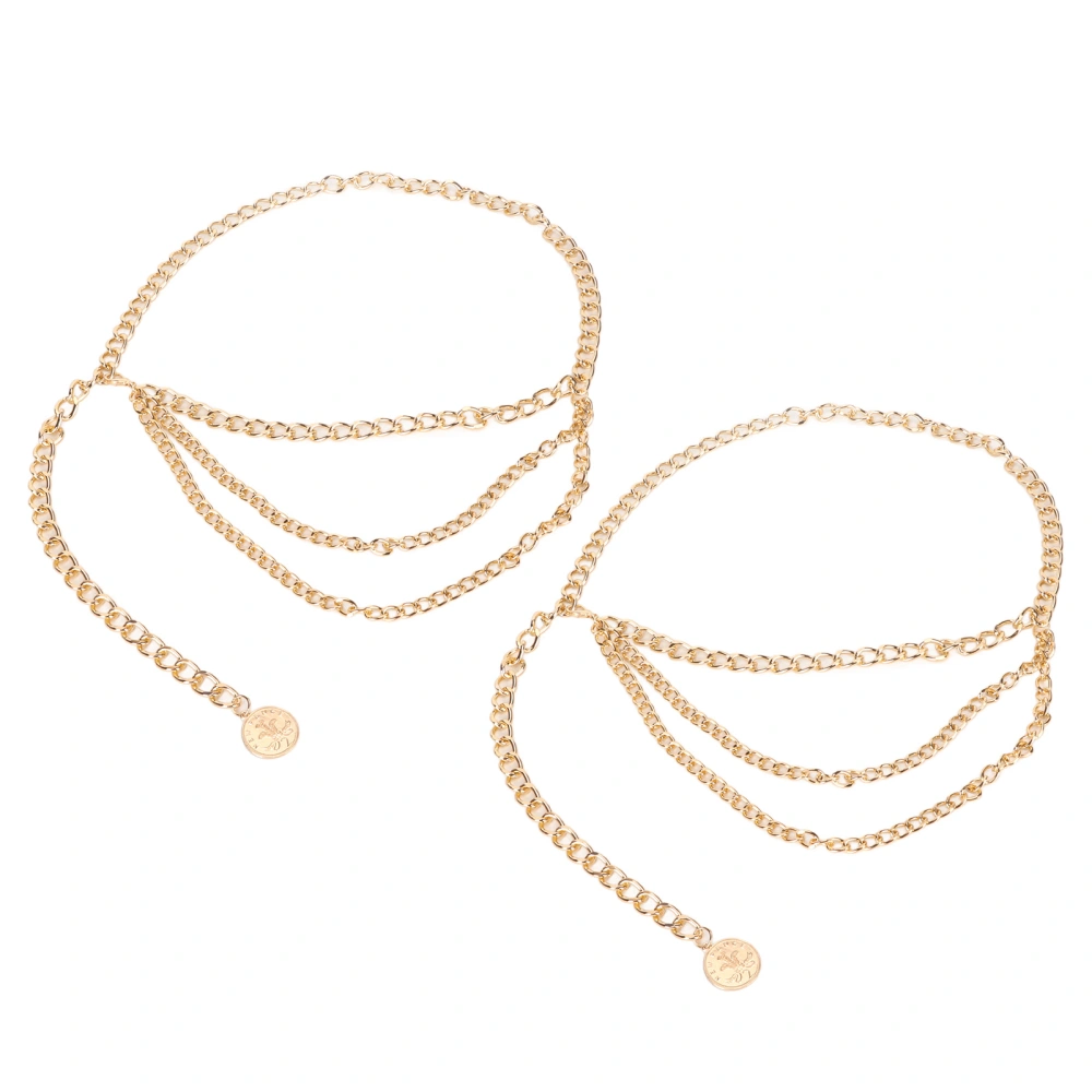 2Pcs Gold Chain Belt 3.7ft Long Adjustable Lobster Clasp Polished Alloy Belly Waist Chain for Party Cosplay Wedding