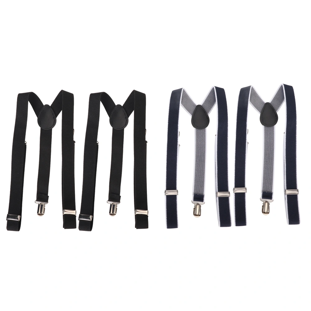 4Pcs Men Suspenders Retro Black Y Back 2.5 to 4.3ft Stretchable Men Dress Suspenders for Business Wedding Party