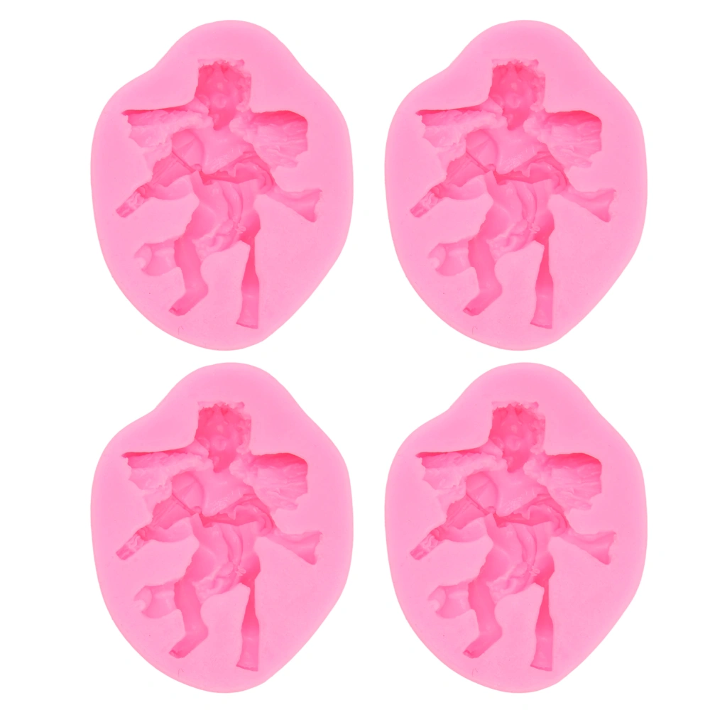 4pcs 3D Angel Silicone Molds Heat Resistant Reusable Silicone Fondant Molds Baking Mold for Chocolate Candy Pink