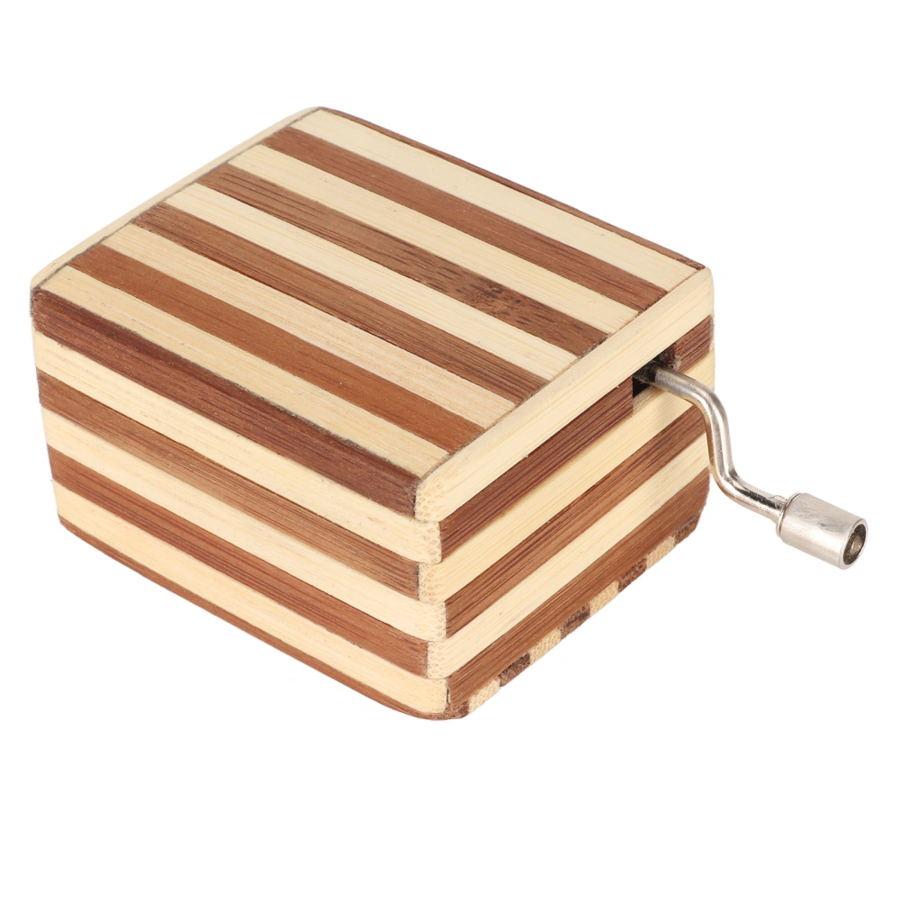 Wooden Music Box Retro Style Hand Crank Portable Palm Size Easy Operation Vintage Music Box for Home Car Office