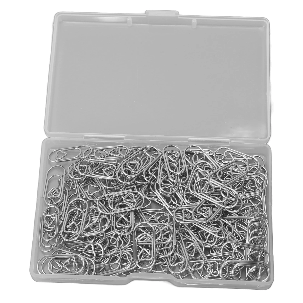 150Pcs Cute Paper Clips Heart Shaped Style Exquisite Electroplated Anti Slip Fancy Paperclips for Family Office School Silver