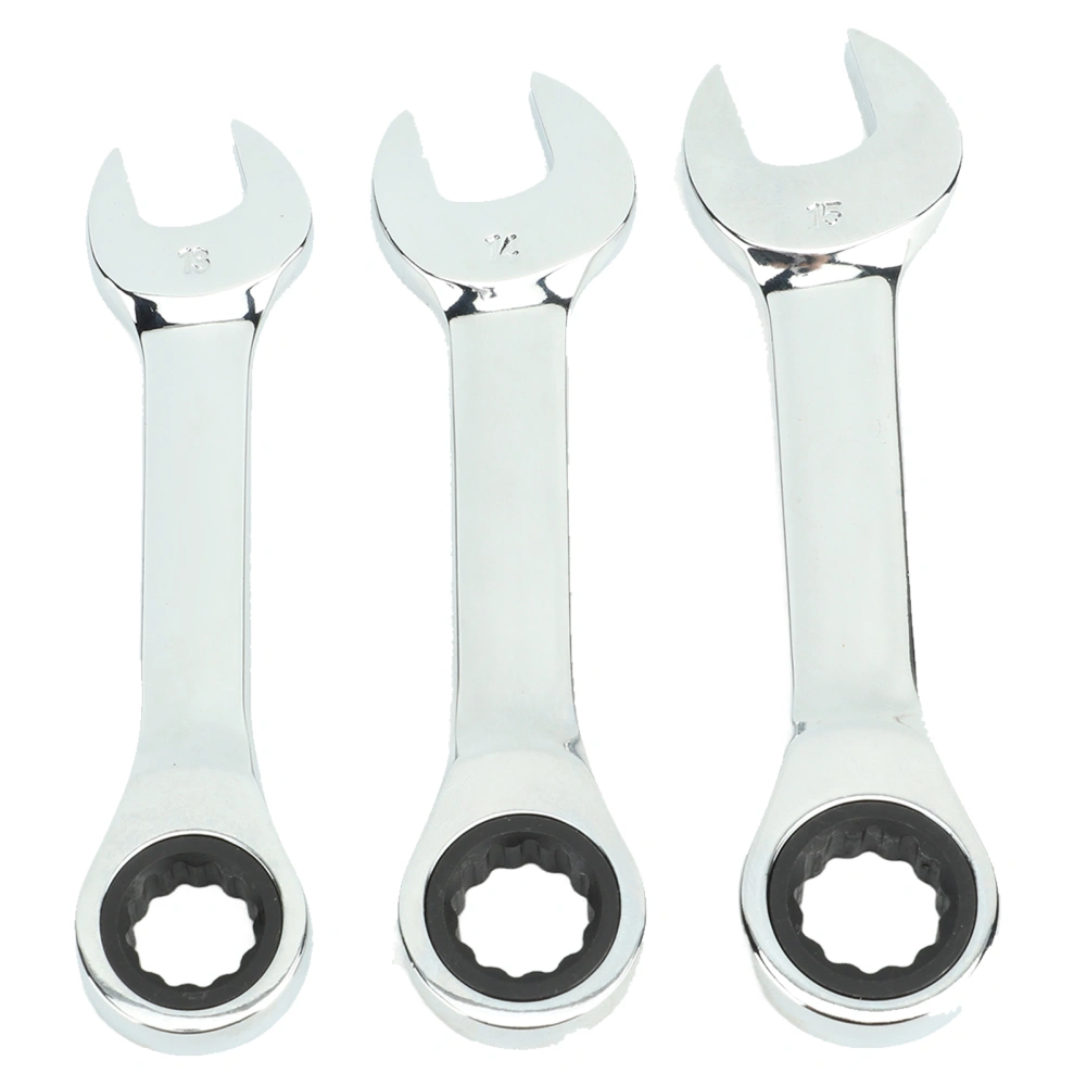 3Pcs Ratchet Wrench 72 Tooth 13mm 14mm 15mm Tool Steel Rustproof Double Ended Wrench for Machinery Repair