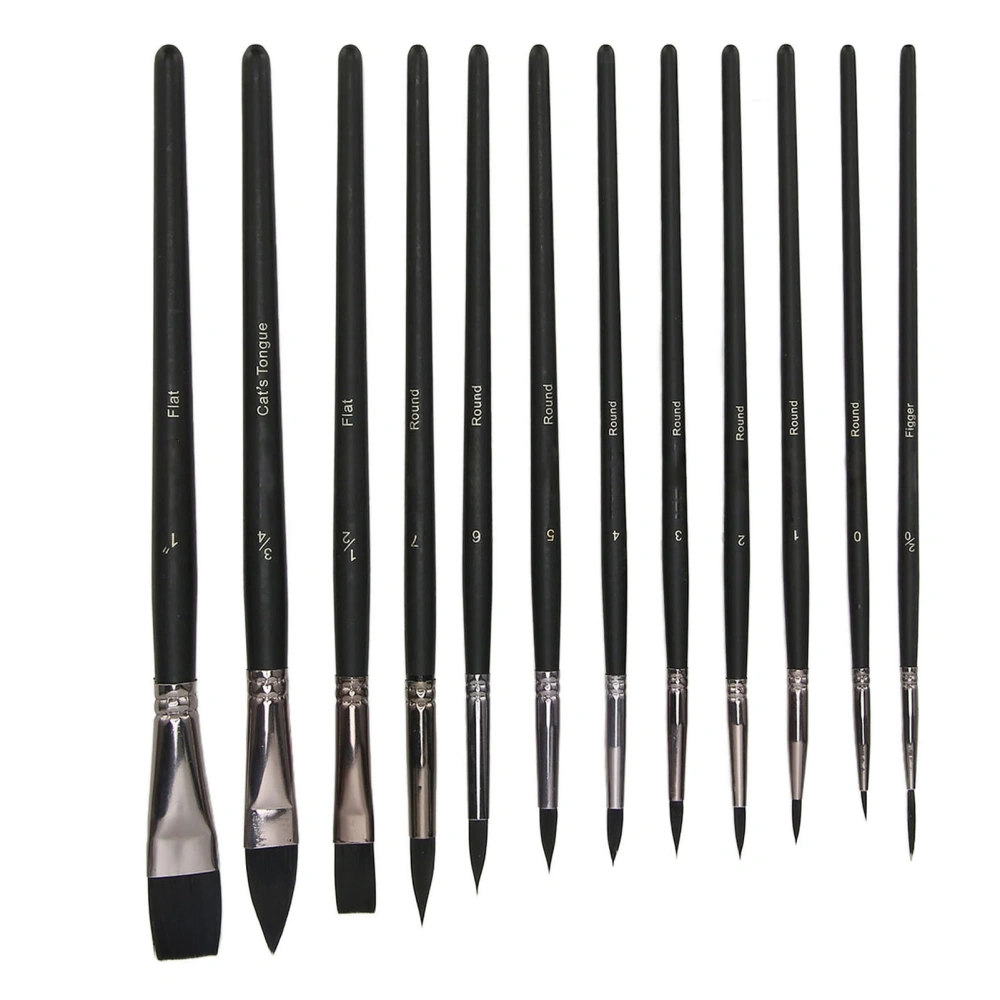 12Pcs Acrylic Paint Brushes Assorted Size Nylon Hair Wooden Handle Artist Paint Brushes for Drawing Watercolor Art