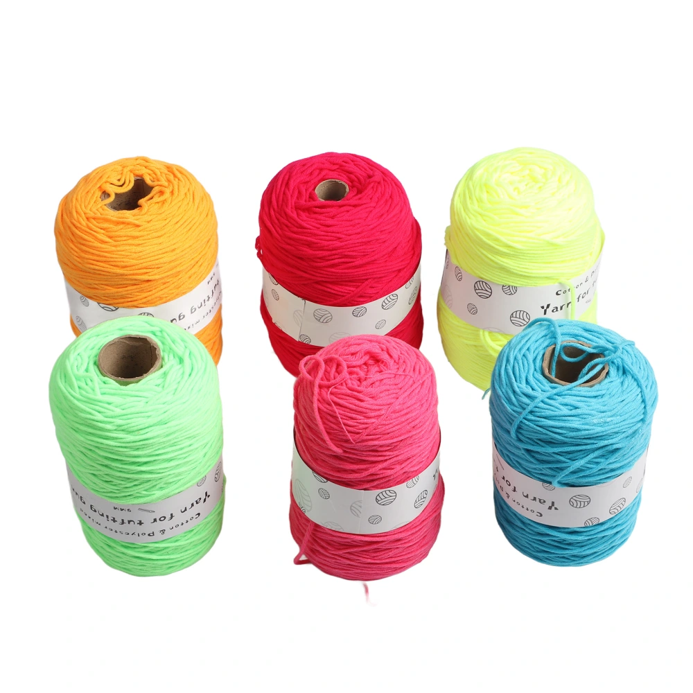 6 Rolls Tufting Yarn 437 Yards Each 8 Shares Fluorescent Color Shrink Resistant Carpet Knitting Yarn Rug Making Yarn for DIY