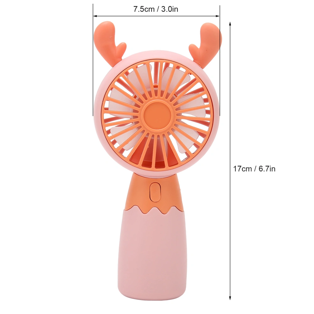 Handheld Fan Deer Ear Style USB Charge Ergonomic 300mAh Battery Ergonomic Mini Portable Fan for Home Travel Office Pink