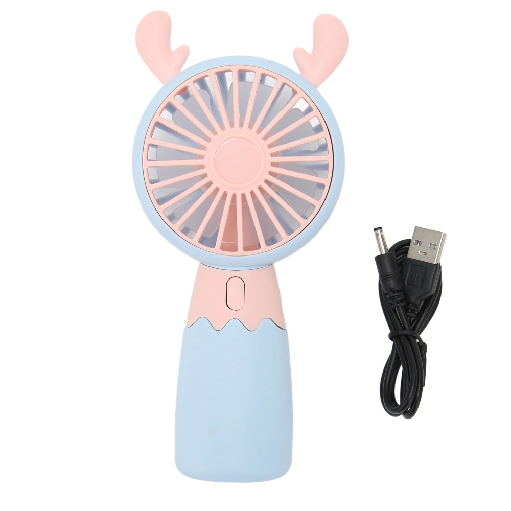 Handheld Fan Deer Ear Style USB Charge Ergonomic 300mAh Battery Ergonomic Mini Portable Fan for Home Travel Office Pink Blue