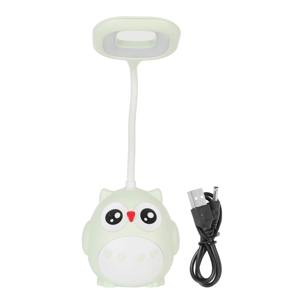 Table Lamp Pen Holder Small Eye Caring Desk USB Rechargeable LED Night Light Student Dorm Room Cartoon Owl Shape Green