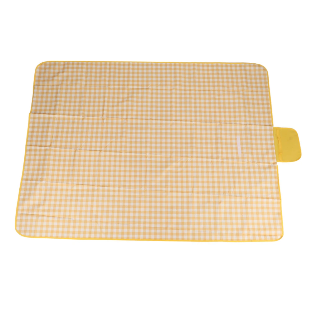 Picnic Blanket Waterproof 6.6ft Long 4.9ft Wide Yellow White Plaid Large Picnic Mat for Camping Outdoor Travel